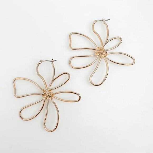 Anthropologie Gold Flower Earrings - Picture 1 of 3